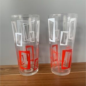 Set of 4 Vintage Mid Century Modern Graphic Water Glasses